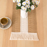 elvesmall Boho Table Runner for Home Decor Macrame Cream & Brown Farmhouse Table Runner with Tassels for Bohemian Dining Bedroom Decor