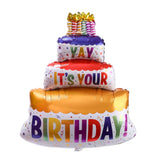 elvesmall  3D Birthday Cake Aluminum Film Balloon Three Layer Cake Standable Balloon Party Baby Shower Photo Props Scene Wedding Decoration