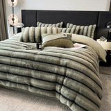 elvesmall Faux fur Bed linen warm winter bed cover full set Microfiber Duvet cover bed sheets set double bed Bedding set Quilt cover set