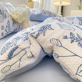 elvesmall Korean Style Seersucker  Washed cotton Bedding Set  Girls Twin Queen Size Duvet Cover   Bed Linens Kids Fashion