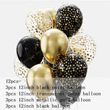 elvesmall 12pcs 12inch Black Gold Latex Balloons Graduation Helium Globos Adult Kids Birthday Party Decorations Baby Shower Home Supplies