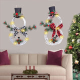 elvesmall Christmas Luminous Snowman Wreath Garland Led Light Door Decoration Artificial Home Window Wall Background Door Hanging Ornament