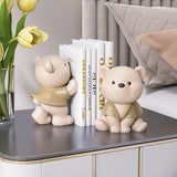 elvesmall Cream Wind Bear Decoration, Bookstore Bookstand, Light, Luxury, High End, Home Decoration, Entrance, Living Room, Craft Gift