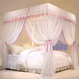 elvesmall  Cream Mousse Mosquito Net Square Luxury Mosquito Bedding Net Tent Romantic bed canopy Full perimeter mosquito proof