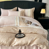 elvesmall Bedding Set French Style Princess 2024 New Thickened Washed Cotton Relief Embroidery Queen King Size High Quality Duvet Cover