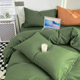 elvesmall 4pcs Duvet Cover Full King Forest Green Polyester Soft Quilt Cover Home Bedding Set Comforter Cover with Flat Sheet Pillowcase