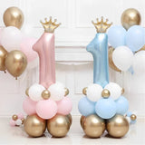 elvesmall Birthday Latex Balloons Pink Blue Crown Number Gifts Toys Party Decorations Baby Shower Globos Supplies