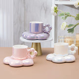 elvesmall  -  Ceramic coffee cups and exquisite mugs and saucers set girls' high-value cherry blossom cups are luxurious and luxurious.