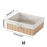 elvesmall Handwoven Storage Baskets Sundries Organizer with Lid Rectangular Cosmetics Box Clothes Laundry Basket Towel Toys Container