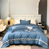 elvesmall   Egyptian Cotton Bedding Set Embroidery Duvet Cover Bed Sheet and Pillowcase Bed Comforter Set Queen King Size Bedding Set