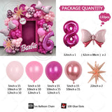 elvesmall 133Pcs Pink Bow Set Garland Arch Style 32 Inch 1-9 Foil Ball Latex Balloon Birthday Party Decoration for Children and Girls