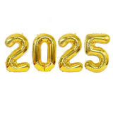 elvesmall 2025 Happy New Year Balloons Banner Rose Gold Number Letter Aluminum Foil Balloon Christmas New Year Eve Party Decor Balls Suppl