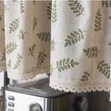 elvesmall Nordic Style Short Curtains Solid Cotton Linen Lace Hem Half Tulle Curtain Wine Cabinet Door Kitchen Window Small Curtains