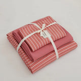 elvesmall  3/4Pcs Skin Friendly Microfiber Duvet Cover Set, Washed Cotton Craft, Double Queen King Plaid Bed Cover Bed Linen Bedding Set