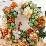 elvesmall Jungle Safari Green Balloon Garland Arch Kit Kids Birthday Party Supplies Deer Pattern Gold Latex Ballons Baby Shower Decoration