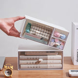 elvesmall Drawer-type Transparent White Desktop Stationery Large Storage Box Organizer Plastic Cosmetic Lipstick Storage Box Drawer Holder