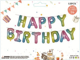 elvesmall  13Pcs/Set 16Inch Happy Birthday Letter Balloon Birthday Party Decoration Aluminum Film Balloon