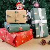 elvesmall  Christmas Gifts Wrapping Paper Snowflakes DIY Bag Kraft Paper Birthday Party Gift Card Holiday Packing Decoration Crafts Paper