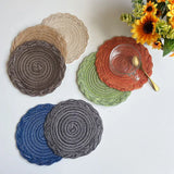 elvesmall 8PCS Decor Table Products Woven PlacematS Heat MATS  Round Tables  Placemats Coasters Party Wedding Home Decoration Props