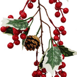 elvesmall  Christmas Garlands Pine Cone  Wreath With Red Berry Poinsettia Flowers Vine for Xmas New Year Home Fireplace Wall Decorations