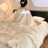 elvesmall  3D rose rabbit fur winter blanket for Christmas decorations plush bed Plaid sofa blankets thicken Knee blanket quilt Duvet cover