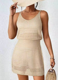srczz Cover Up Swimwear Romper Dress Summer Crochet Hollow Out Knitted Beach Bathing Suit Solid Simple Comfy Outfits For Womens