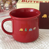 elvesmall  -  Creative Red Christmas Tree Graffiti Waisted Ceramic Mug Simple Handle Niche Design Household Heat-resistant Coffee Cup
