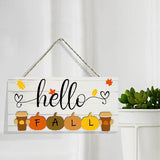 elvesmall Rustic Hello Fall Wall Hanging Decor Wood Art Plaques Sign Door Sign for Home Living Room Front Door Decor