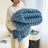 elvesmall  New Imitation Rabbit Velvet Autumn Warm Blankets for Beds Soft Fluffy Coral Fleece Throw Blankets for Sofa Warmth Bed Sheets