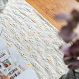 elvesmall Daisy Tassels Table Runner Event Party Supplies Fabric Flower Decorations for Holiday Wedding Birthday Christmas Cloth Decor