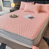 elvesmall  -  Simple Thicken Latex Summer Mat for Bed High-quality Cool Feeling Fabric Fitted Bed Sheet Set Queen Breathable Ice Silk Bed Mats