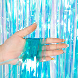 elvesmall Shiny Corlorful Metallic Tinsel Foil Fringe Curtains Photo Booth Props for Engagement Bridal Shower Holiday Party Decorations