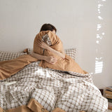 elvesmall High-Grade Long-Staple Cotton Cotton Brushed Four-Piece Cotton Button Quilt Cover Thickening Bed Sheet