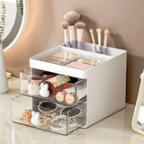 elvesmall 1PCS 2-laye Creative Pen Holder Transparent Drawer Rabbit Storage Box Children Girls Student Office Bedroom Desktop