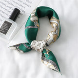 elvesmall Women Small Satin Silk Scarf Square Print Wrap Foulard Femme Handkerchief Bandana Neck Hair Skinny Tie Scarves Shawls