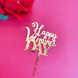 elvesmall  New Happy Valentine's Day Cake Topper Acrylic Gold Red Love Wedding Cupcake Topper for Lady Wedding Party Cake Decorations