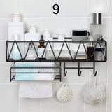 elvesmall Black Wall-Mounted Bathroom Shelf Shower Shampoo Rack Kitchen Condiment Storage Basket Toilet Soap Holder Bathroom Organizer