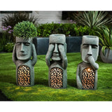 elvesmall See Hear Speak No Evil Garden Easter Island Statues Creative Resin Sculpture Outdoor Decoration Home Vase Statue Decor Figurine