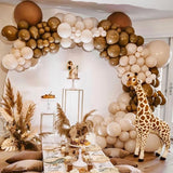 elvesmall Brown White Sand Balloons Garland Arch Kit Kids Birthday Party Balloon Baby Shower Decor Wedding Anniversary Decoration Supplies