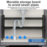 elvesmall  Shelf Under The Sink Flexible Layered Rack Cabinet Organizer Sundries Telescopic Holder Countertop Storage Rack Under Sink Shelf