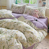 elvesmall Bedding Set with Pillowcase bed sheet Single Full Size Bed Linen Washed Cotton Duvet Cover Set Queen/King Double Size