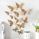 elvesmall 12 Pieces 3D Hollow Butterfly Wall Sticker Bedroom Living Room Home Decoration Paper Butterfly