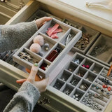 elvesmall Jewelry Storage Box Earring Ring Necklace Brooch Holder Velvet Jewelry Display Box Necklace Classification Organizer Drawer Tray