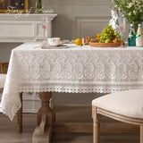 elvesmall Luxury Lace Tablecloth Party Table Cloth American White Embroider Table Decoration for Living Room Bedroom Table Cover