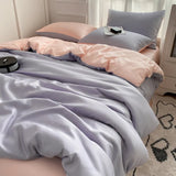 elvesmall Cooling Duvet Cover Single Queen Silky Soft, Solid Color Bedding Set, 4 Pcs Set(1 Comforter Cover + 1 Flat Sheet + 2 Pillowcase)