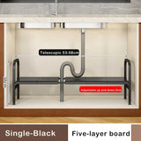 elvesmall  Shelf Under The Sink Flexible Layered Rack Cabinet Organizer Sundries Telescopic Holder Countertop Storage Rack Under Sink Shelf