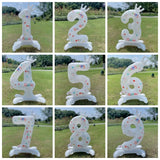 elvesmall  32 Inch White Crown Number Balloons 0-9 Digital Balloons For Birthday Party Anniversary Decoration Baby Shower Balloons