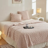 elvesmall  3D rose rabbit fur winter blanket for Christmas decorations plush bed Plaid sofa blankets thicken Knee blanket quilt Duvet cover
