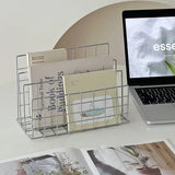 elvesmall Ins Minimalist Iron Desktop Storage Rack Organizer Table Metal Organizing Rack Bookshelf Desk Multi-functional Storage Rack