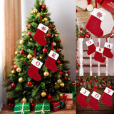 elvesmall Christmas Letter Knitting Socks Snowflake Stocking  Christmas Decoration for Home Xmas Tree Ornament Gift Navidad Natal